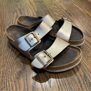 BIRKENSTOCK Gold Metallic Leather Arizona Sandals